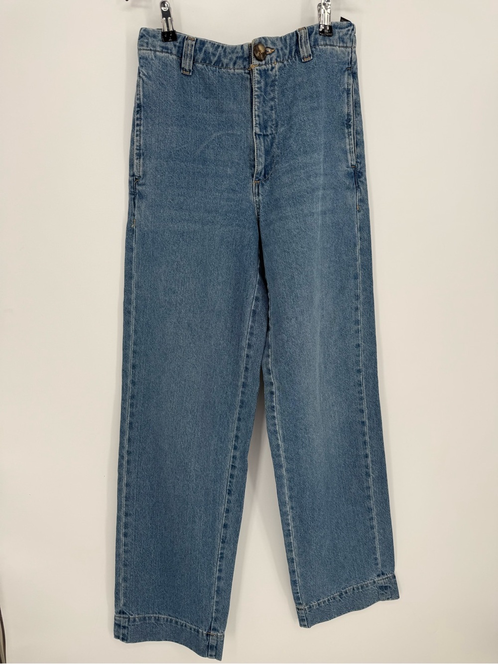ZARA High Rise Wide Leg Jeans Size 2 Medium Wash Denim